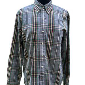 M Izod Men’s Plaid Primary Color Button Down Shirt with minor flaw